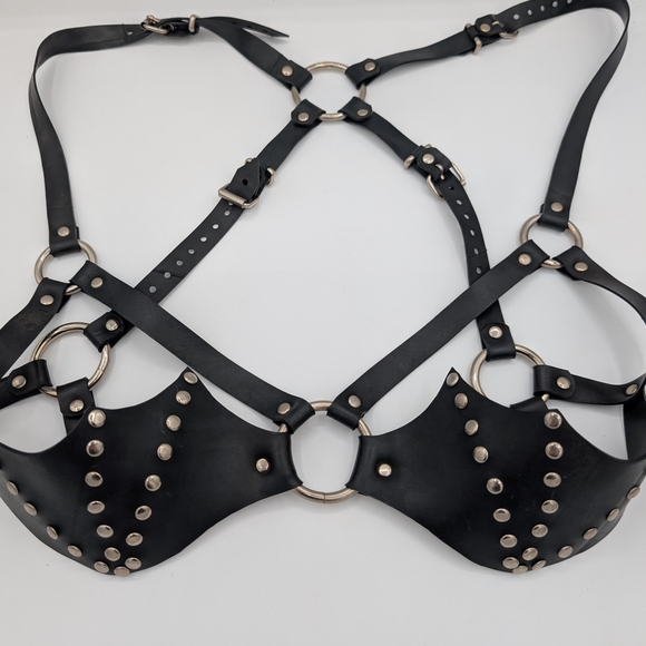 Handmade OOAK Bat Wing Harness| Alt Fashion| Repurposed Rubber| Goth Doll Core - Picture 2 of 9